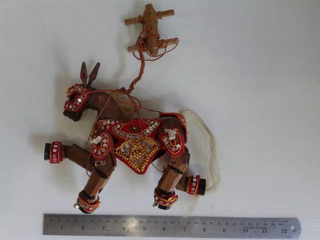 Thai Burmese handmade vintage marionette string horse puppet