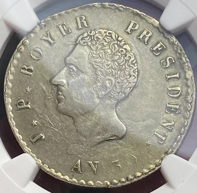 An 30 (1833) Republic Of Haiti Silver 100C Cleaned Ngc Au Details