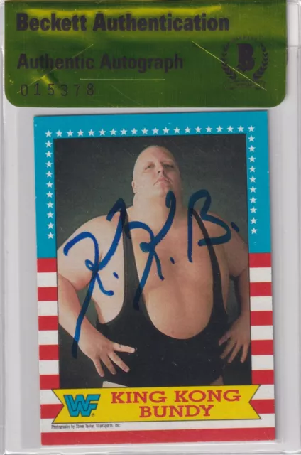 King Kong Bundy Signed 1987 Topps WWF Card #15 BAS COA WWE Legend WCCW Autograph