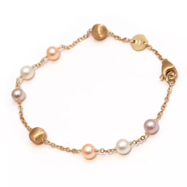 NEW Marco Bicego Africa Pearl 18K Yellow Gold & Pearl Single Strand Bracelet