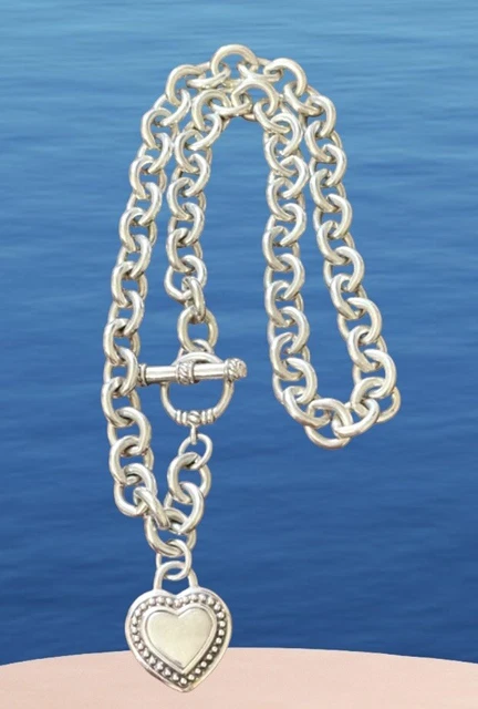 ❤️Judith Ripka Heart Rolo Chain Necklace Toggle Clasp Sterling Silver 20” 126g ❤️Judith Ripka Heart Rolo Chain Necklace Toggle Clasp Sterling Silver 20” 126g