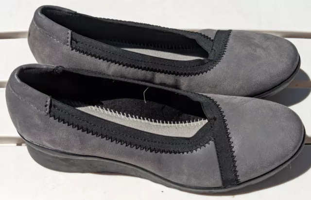 CLARKS CLOUDSTEPPERS WOMENS Caddell Dash Wedge Shoes Slip On Gray ...