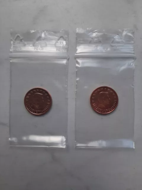 2 + 2 Cent Luxemburg Jahrgang 2002 + 2007 (aus Rolle) - Unzirkuliert