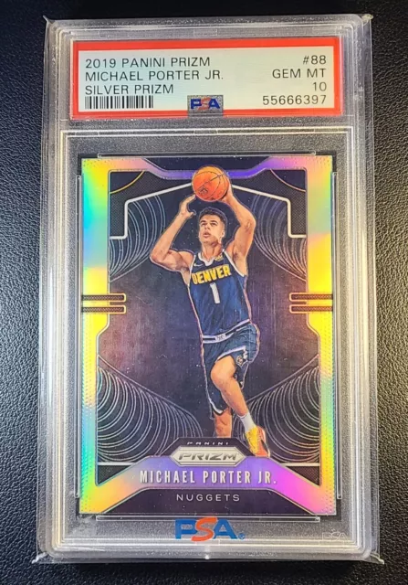 Tarjeta de novato 2019 20 Prizm Michael Porter Jr RC PSA 10 #88 Silver Panini Nuggets