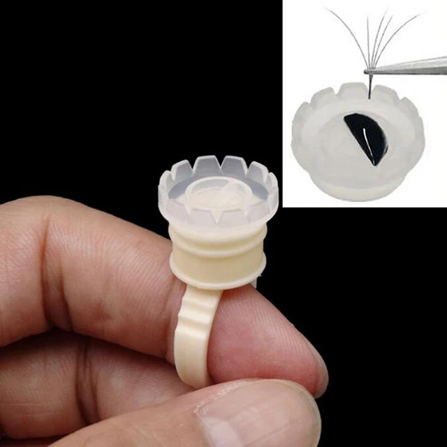 100 tazas de pegamento plástico extensión de pestañas/tapa de tinta adhesiva/tatuaje pigmento holde- Sn