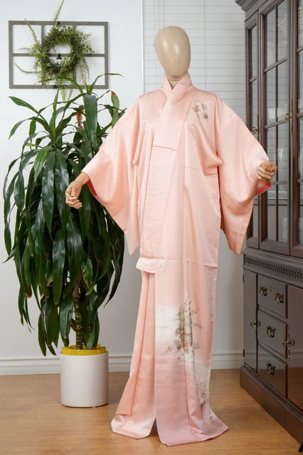 Dear Vanilla Japanese Silk Homongi Kimono Women's Authentic Japan Vintage Mint
