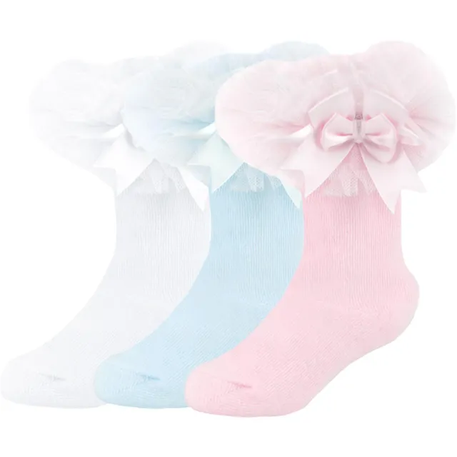 Säugling Kleinkind Baby Mädchen Tutu Socken mit Schleife Rüschen Baumwolle Neugeborene Socken