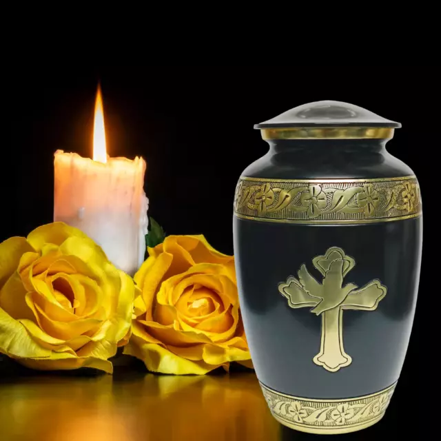 Urne di cremazione con croce d'oro di lusso per la pace celeste per ceneri...