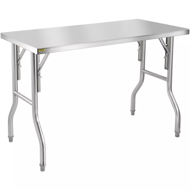 VEVOR Commercial Stainless Steel Folding Work Prep Tables Open Kitchen 48"X24"