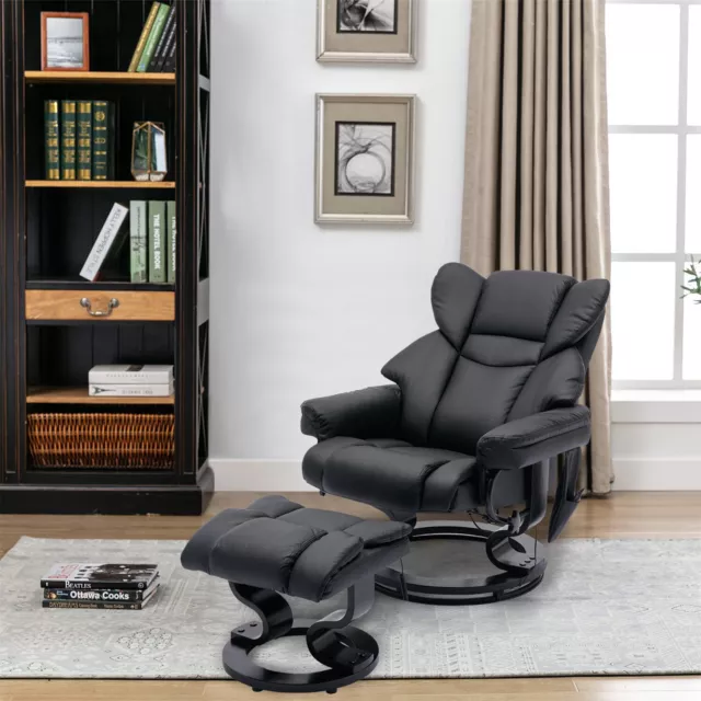 Massage PU Leather Lounge Chair Living Room Recliner Chair with Ottoman Footrest