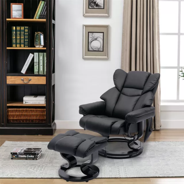 Massage PU Leather Lounge Living Room Recliner Chair w/ Ottoman Footrest Black