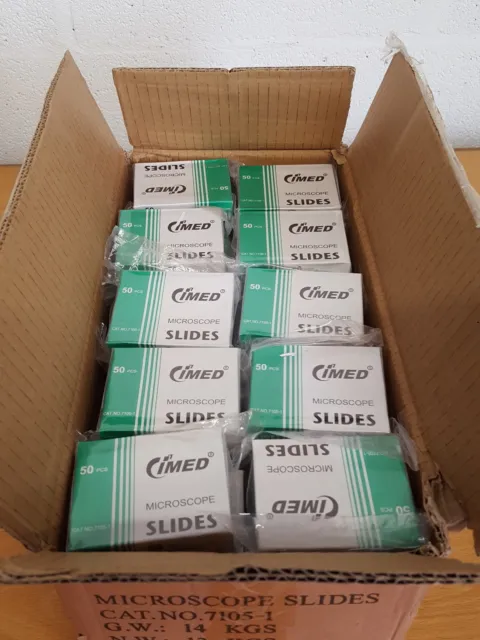 50 x Boxes of CIMED Single Frosted Microscope Slides CN 7105-1 (2500 Total) Lab