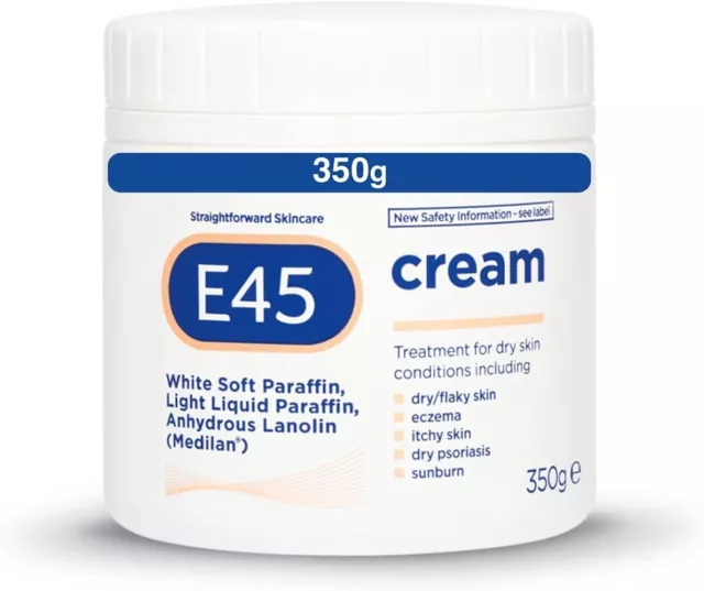 E45 Cream Moisturiser 350G Dry Sensitive Skin Itchy Irritated Red Dermatitis