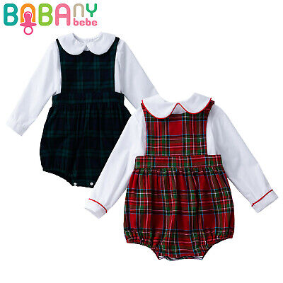 Toddler Baby Girls Boy Christmas Plaid Romper & Shirts Outfits Xmas Bodysuit Set