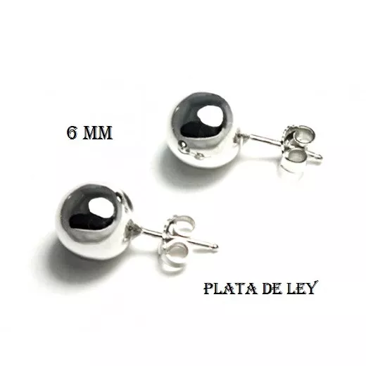 PENDIENTES PLATA de LEY 925 BOLAS de 6 mm. PENDIENTES Dormilonas. Estuche regalo