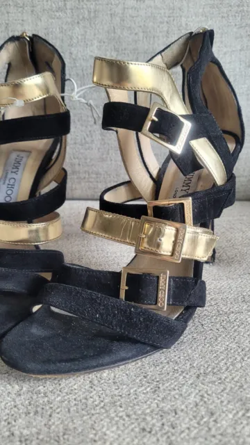 Jimmy Choo Bubble Bronx Caged Strappy Sandals Size 38 $925 Gold Metallic 3