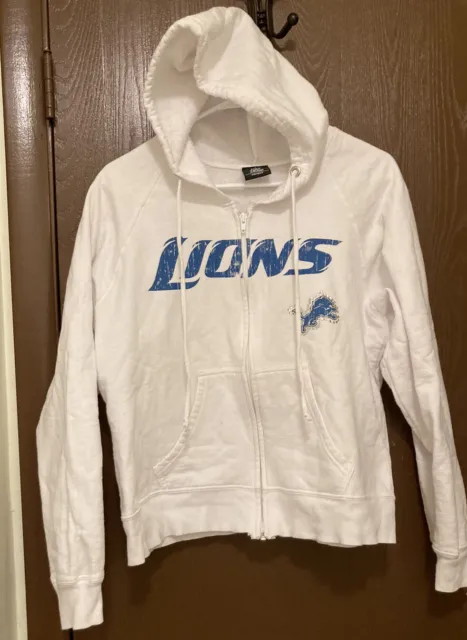 Women’s Detroit Lions NFL Team Apparel Zip-Up Hoodie W/ Sequin Lion Logo Size L