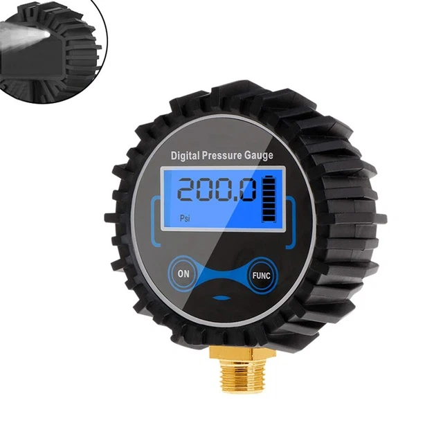 Misuratore di pressione pneumatici digitale display LCD avanzato con quattro unità e luce LED