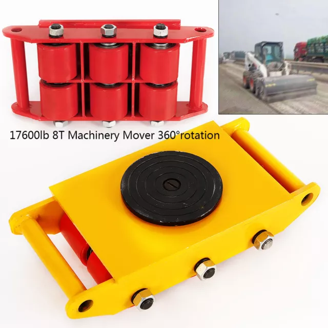 17600LB 8T Machinery Mover Machine 360° Rotation Dolly Skate Roller Heavy Duty