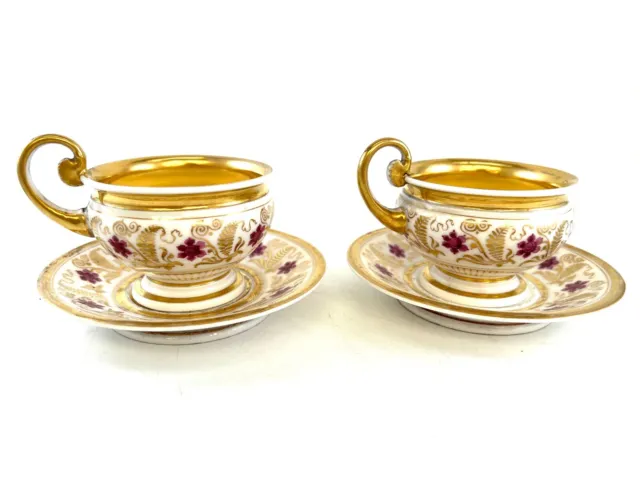 Ancienne paire de tasse et sous tasse empire porcelaine de Paris 19ème