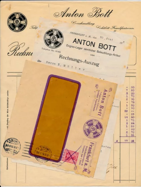 alte Rechnung 1915 - Anton Bott Grosshandlung Frankfurt am Main Engros-Lager