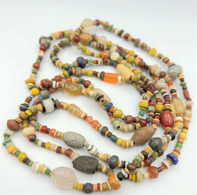 Ancient Jewelry Trade Antiquities Greek Roman Glass Agate Faience Old Beads Lot