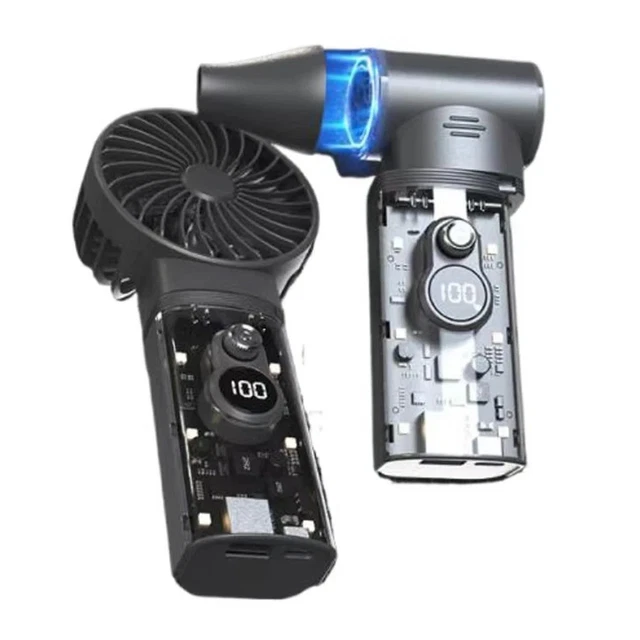 Ventilateur Turbojet Portable 130 000 Tr/min - Vitesse Vent Jusqu'à 52 M/s, 3 Modes, Batterie 3000 MAh (Noir)