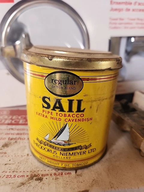 SAIL YELLOW PIPE TOBACCO TIN - THEODORUS NIEMEYER HOLLAND SAILBOAT GRAPHIC  14 oz $22.49