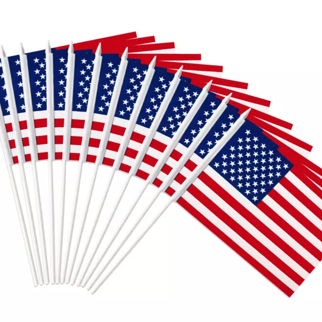 Anley USA United States Mini Flag 12 Pack - Hand Held Miniature American US Flag