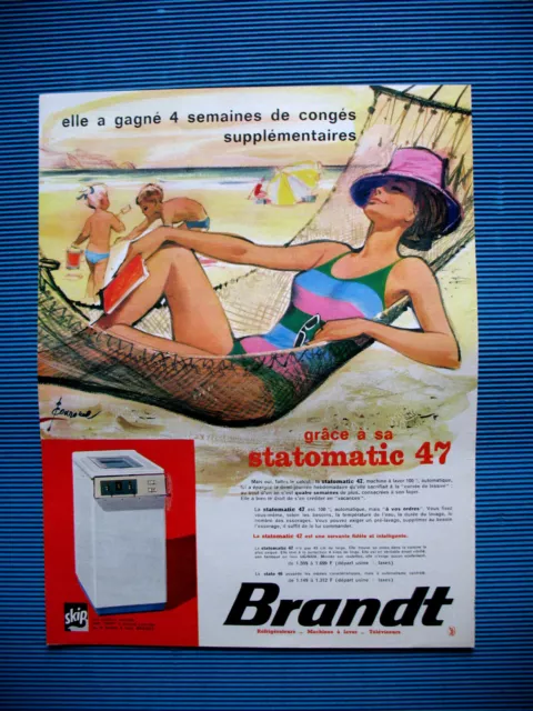 Brandt Press Advertisement Washing Machine Illustration Crown French Ad 1963