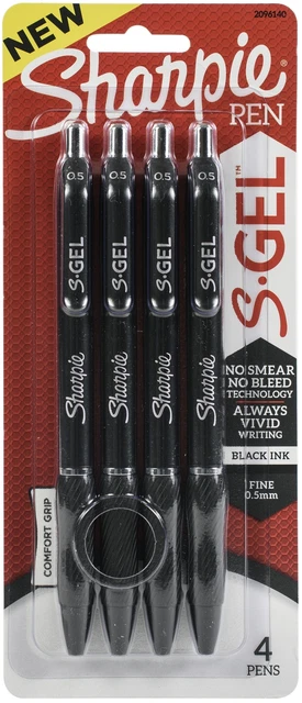 Sharpie S-Gel .5mm Fine Point Pens 4/Pkg-Black -2096140
