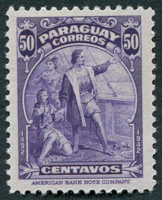 PARAGUAY 1943 50c violet SG578 mint MH FG Columbus America Discovery Anniv #B02