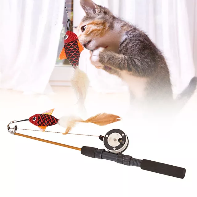 CAT TELESCOPIC FISHING Rod Toy Cat Teaser Stick Fish Hanging Interactive  Funny £5.99 - PicClick UK