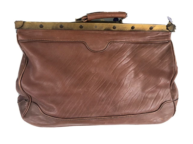 Alt Antike Arzttasche Hebammen Koffer Leder Vintage Handkoffer Architektentasche