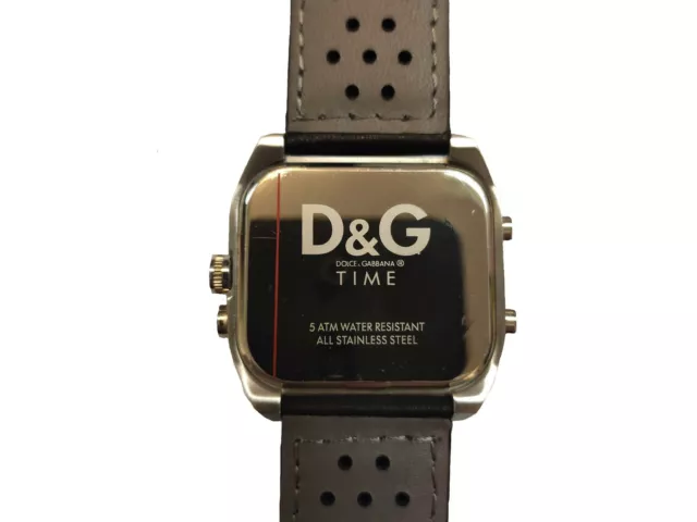 Dolce Gabbana Analogue Watch RRP £219 Black Silver Watches Digital Leather Strap