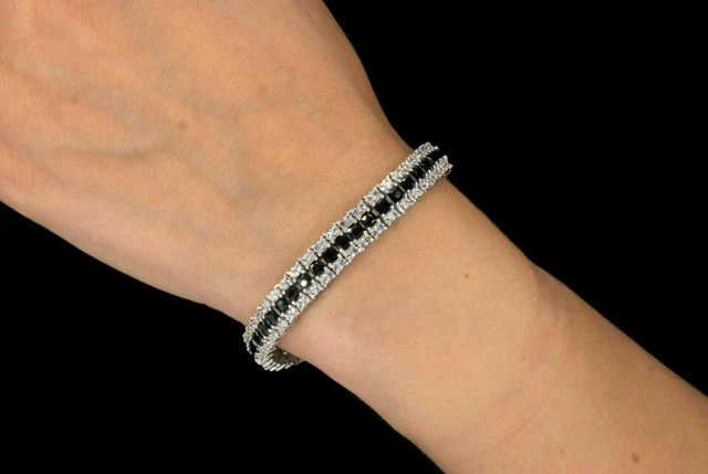 15TCW Princess Cut 925 Sterling Silver Simulated Diamond Women's Tennis Bracelet
