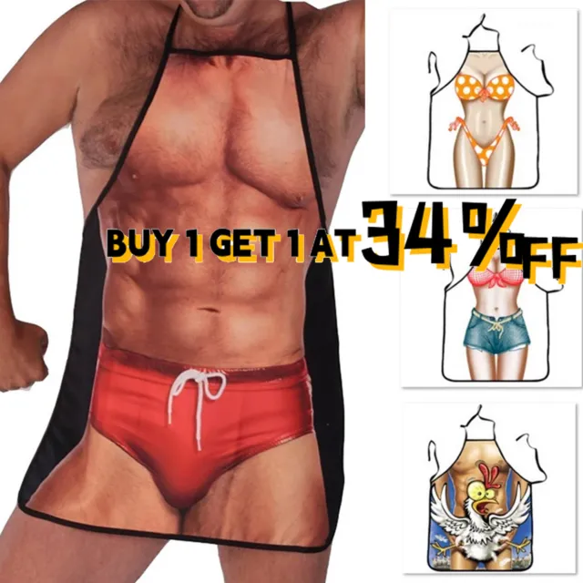 Funny Muscle Man Kitchen Apron Sexy Women Cooking Pinafore Home Cleaning  Tool