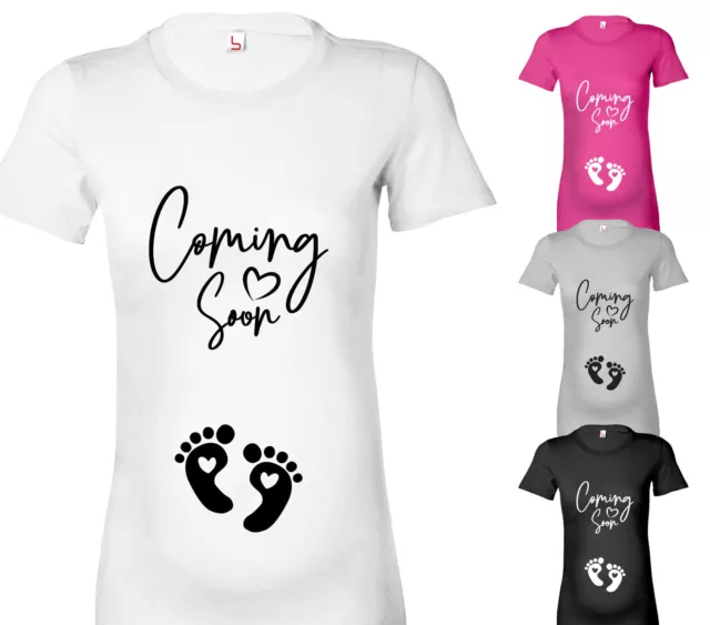 Coming Soon Maternity T-Shirt Womens Baby Shower Gift Pregnancy Tshirt Fun Top