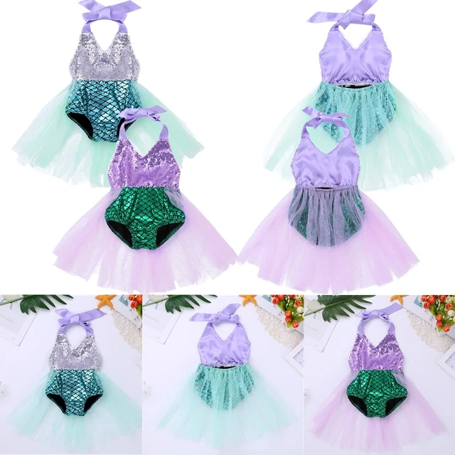 Abiti tutù per festa di compleanno per ragazze bambino sirena costumi a scala di pesce bambino