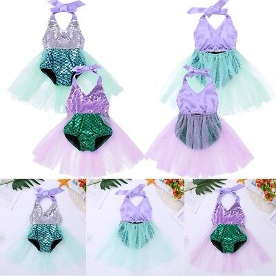 Girls Birthday Party Tutu Dress Outfits Baby Mermaid Fish Scale Costumes Toddler