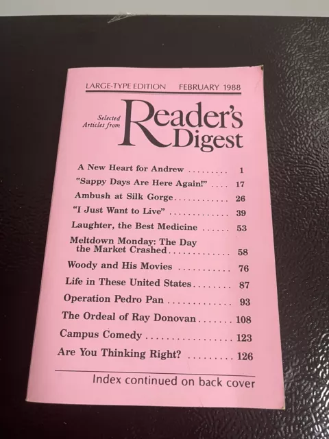 Vintage Readers Digest Large Print February 1988