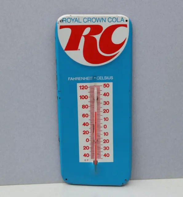 Vintage OLD RC Royal Crown Cola Blue Thermometer Soda Pop sign