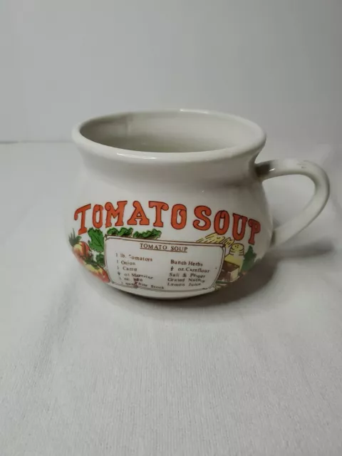 Tomato Soup Recipe Bowl Cup Mug Crock China Ceramic Dining Handle