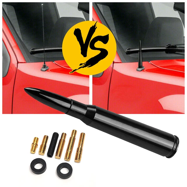 Fit Silverado Chevy Sierra Caliber 50 Aluminum Bullet Short Antenna Black