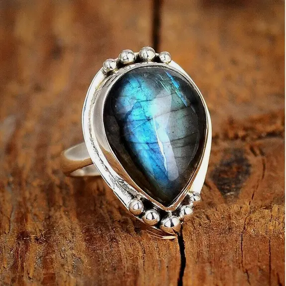 Labradorite Edelstein-Ring 925 Sterlingsilber Ring Schmuck Alle Größe