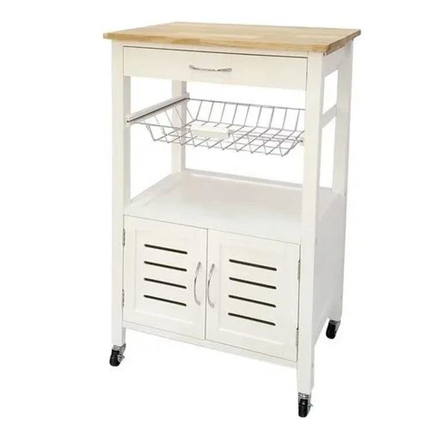 Carrello Cucina Legno River Bianco cm.56x36x85