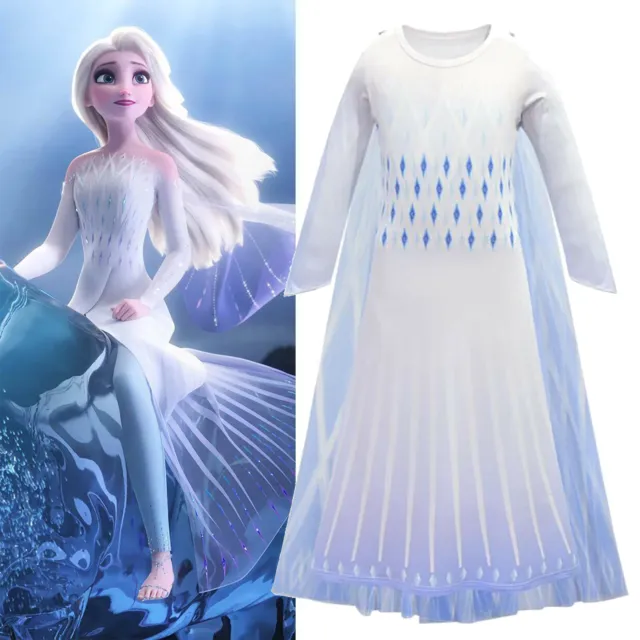 Frozen 2 Queen Elsa Cosplay Costume Girls Outfit Party Fancy Dress Up Kids Gift