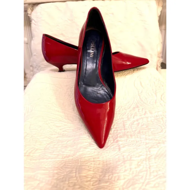 *RARE* Pollini Vintage Italian Red Patent Leather Kitten Heel Pumps US Sz 6-6.5