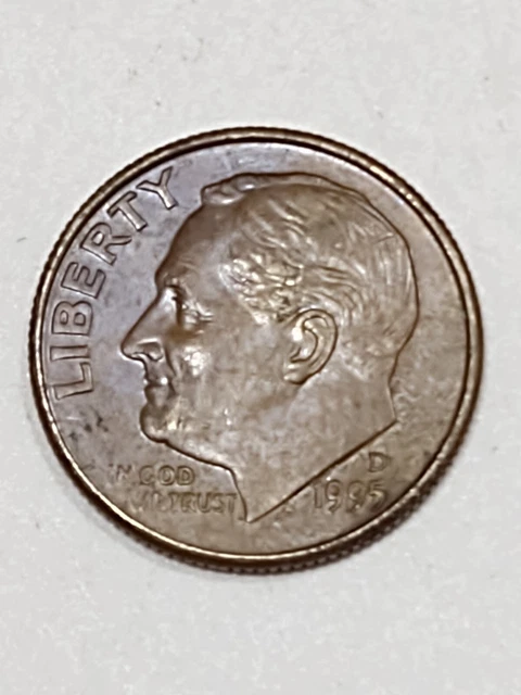 Partial Missing Clad Layer Error 1995 d Roosevelt 10 Cent Dime us Currency Coin