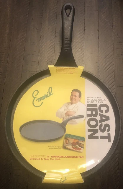 New Emeril Lagasse Cast Iron 11 in Round Skillet Grill Griddle NEW